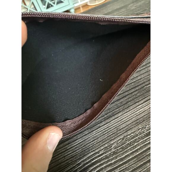 Designer L V Fashion Brown Checked Wristlet - Picture 3 of 4